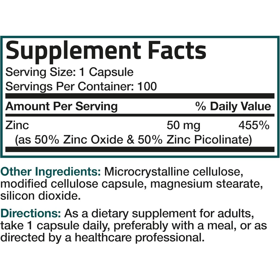Zinc Picolinate, 50 mg, capsules, Bronson Laboratories