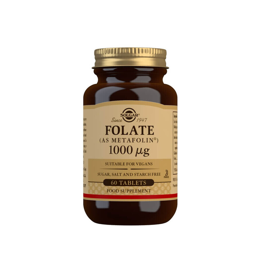 Foliumzuur foliumzuur 1000 ug, 60 tabletten, Solgar