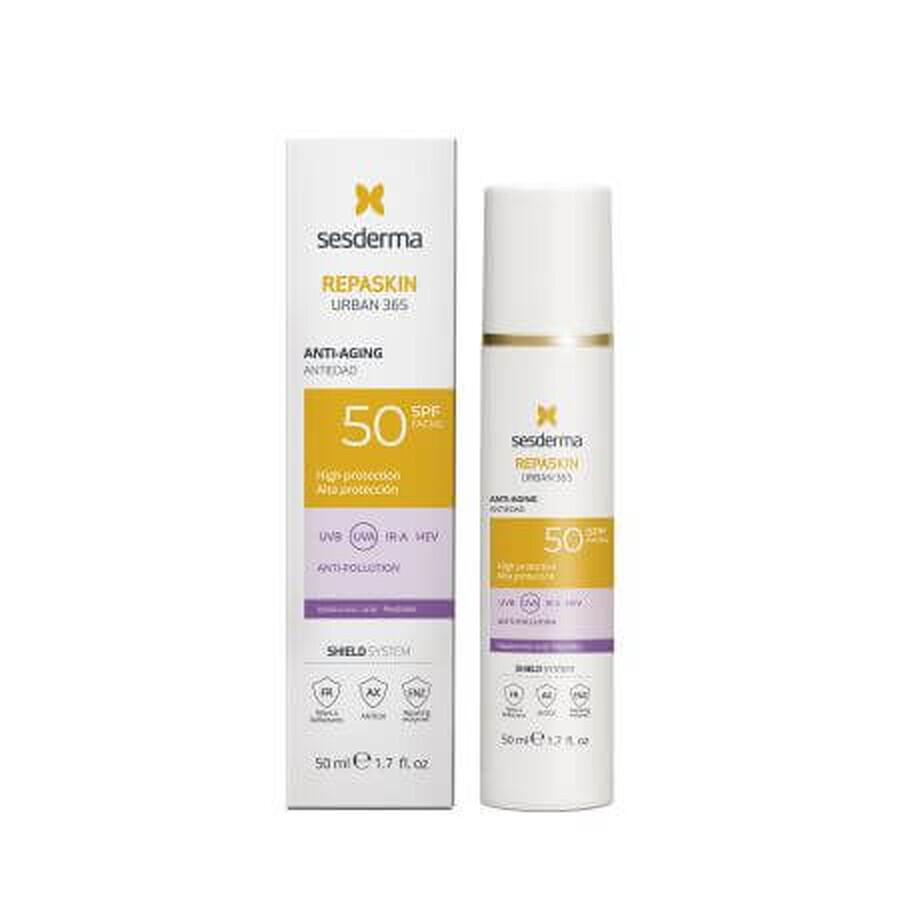 Crème anti-âge pour le visage avec protection solaire SPF50 Urban 365 Repaskin, 50 ml, Sesderma