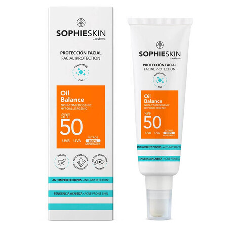 Crème voor de vette huid met zonbescherming SPF 50 Oil Balance Gezichtsbescherming, 50 ml, Sophieskin