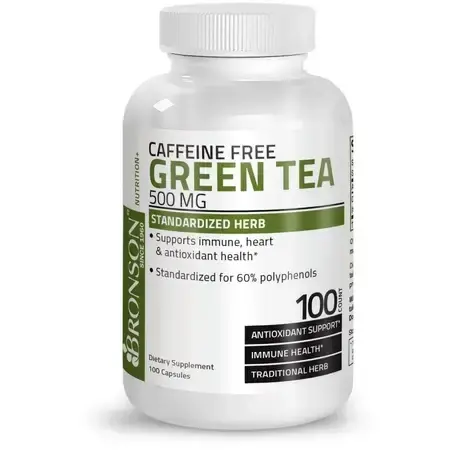 Groene thee-extract zonder cafeïne, 500 mg, 100 capsules, Bronson Laboratories