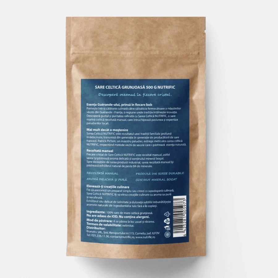 Grobes keltisches Salz, manuell gewonnen, 500 g, Nutrific