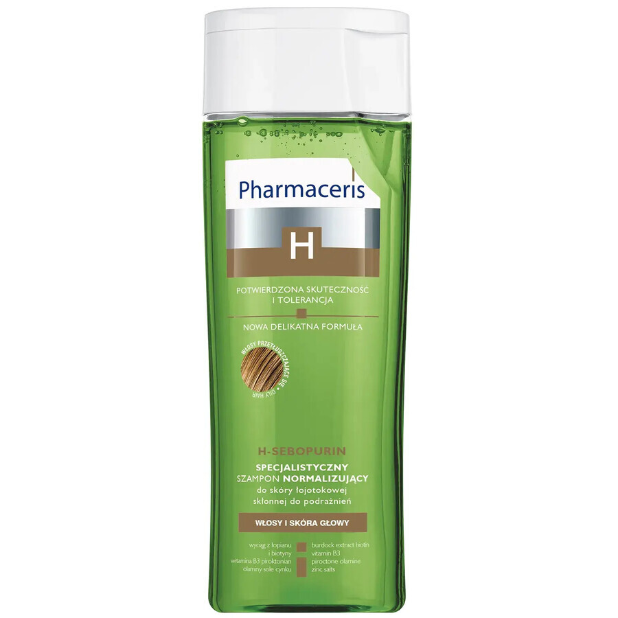 Pharmaceris H Sebopurin, gespecialiseerde normaliserende shampoo voor seborrhoïsche huid die vatbaar is voor irritaties, 250 ml.