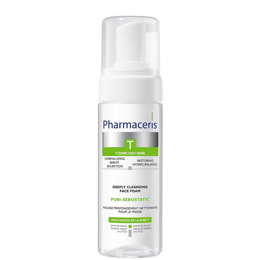 Pharmaceris T Puri-Sebostatic, espuma limpiadora facial de limpieza profunda, restaura el hidroequilibrio, 150 ml