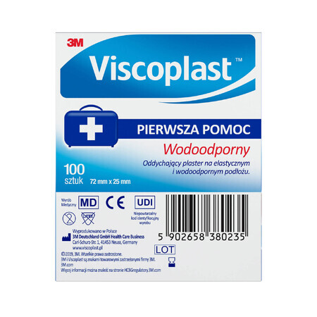 Viscoplast Waterproof, microgeperforeerde pleisters, 72 mm x 25 mm, 100 stuks