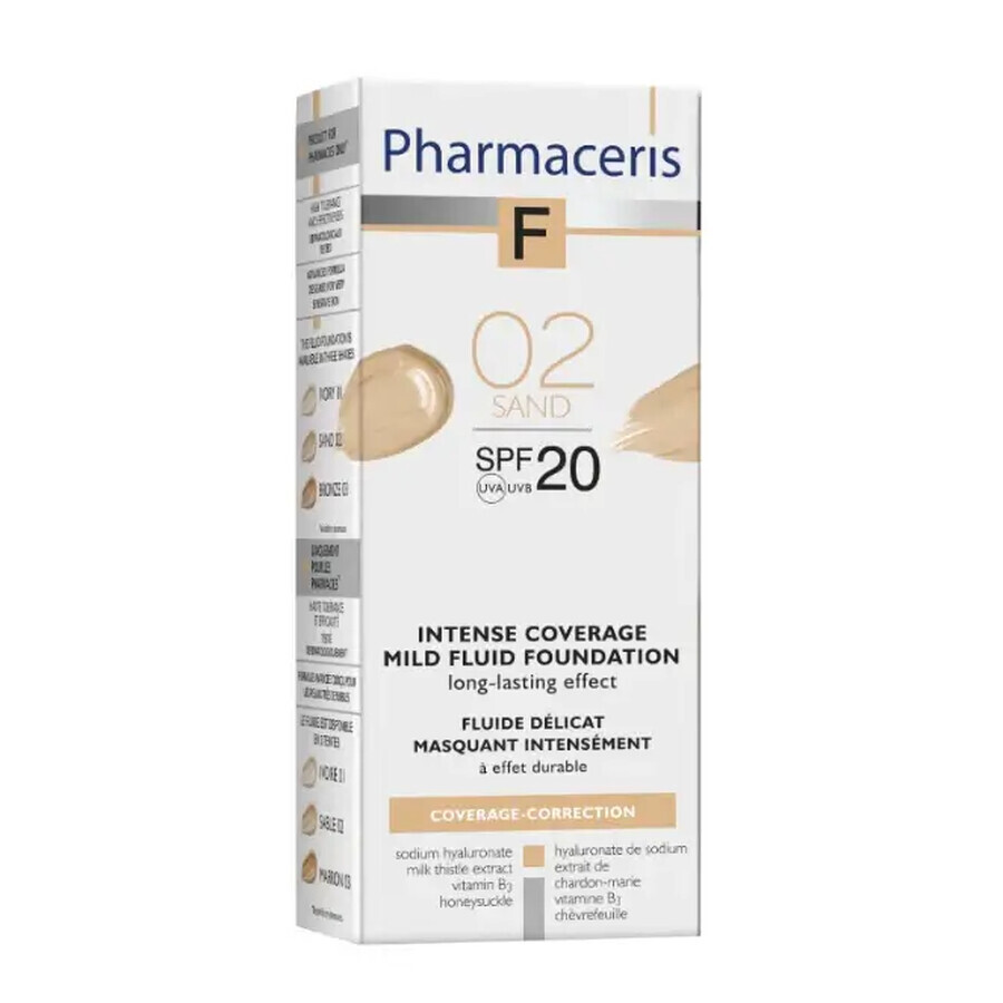 Pharmaceris F Coverage-Correction, fluid with fine coverage, 02 Sand, SPF 20, 30 ml