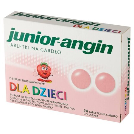 Junior-angin, pour les enfants à partir de 4 ans, goût fraise, 24 pastilles