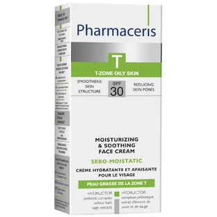 Pharmaceris T Sebo-Moistatic, crema facial hidratante y calmante, FPS 30, 50 ml