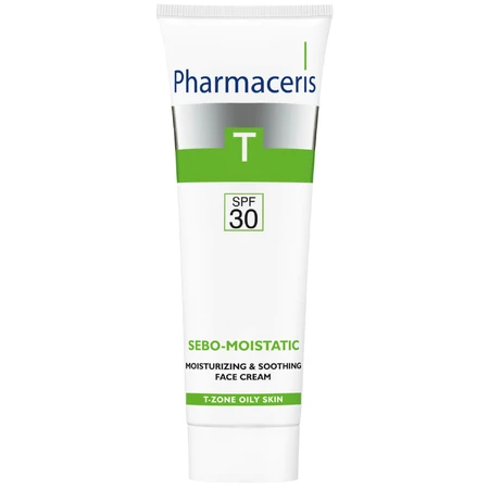 Pharmaceris T Sebo-Moistatic, crema facial hidratante y calmante, FPS 30, 50 ml