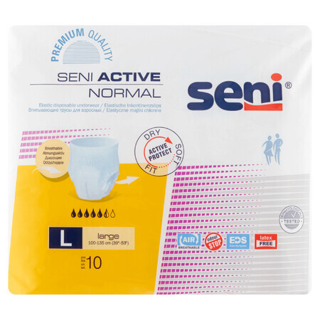 Seni Active Normal, culotte absorbante, Large, 100-135 cm, 10 pièces