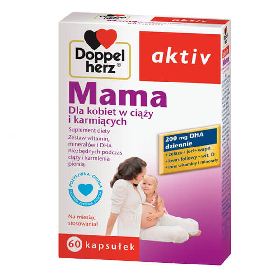 Doppelherz aktiv Mama, voor zwangere vrouwen en vrouwen die borstvoeding geven, 60 capsules