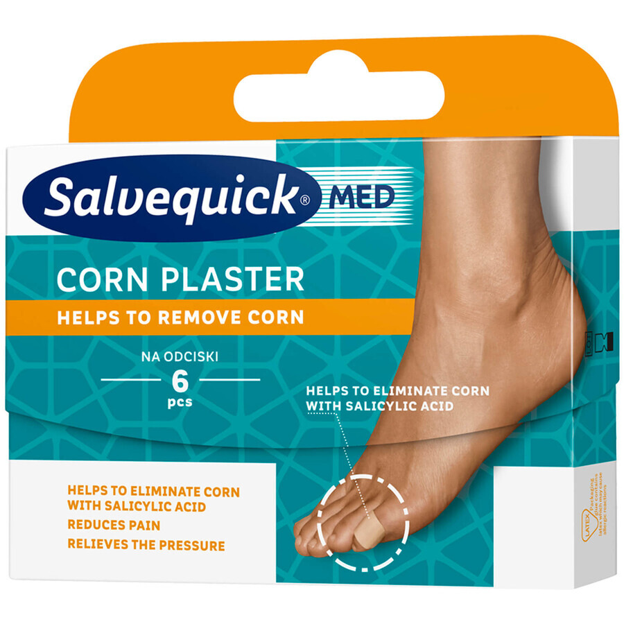 Salvequick Med Corn Plâtre, pansements pour cors, à l&#39;acide salicylique, 6 pièces