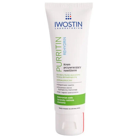 Iwostin Purritin Rehydrin, revitaliserende vochtinbrengende crème, voor de droge huid na dermatologische behandelingen, 40 ml