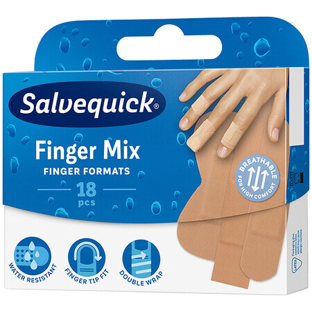 Pansementi per abrasioni Salvequick Finger Mix, 18 pezzi.