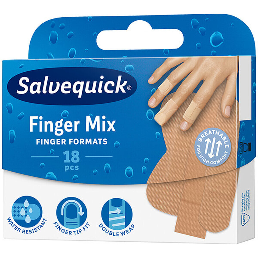 Salvequick Finger Mix, elastische vingerpleisters, 18 stuks