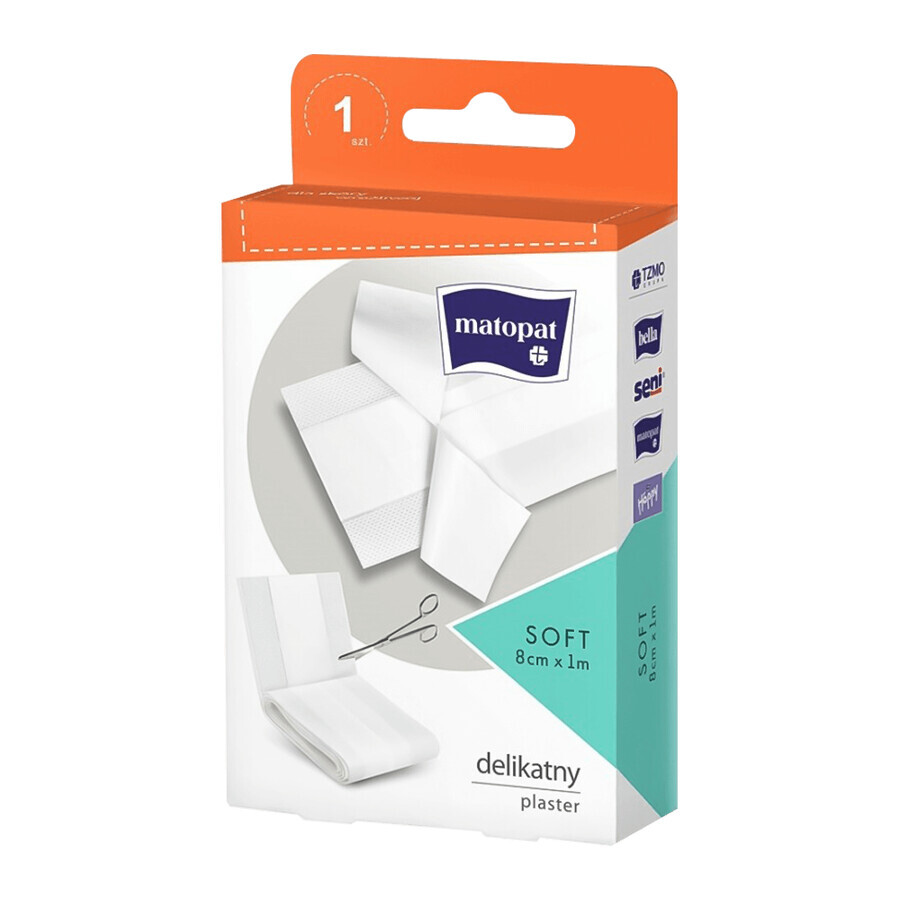 Matopat Soft, gips met verband, snijden, non-woven, 8 cm x 1 m, 1 stuk