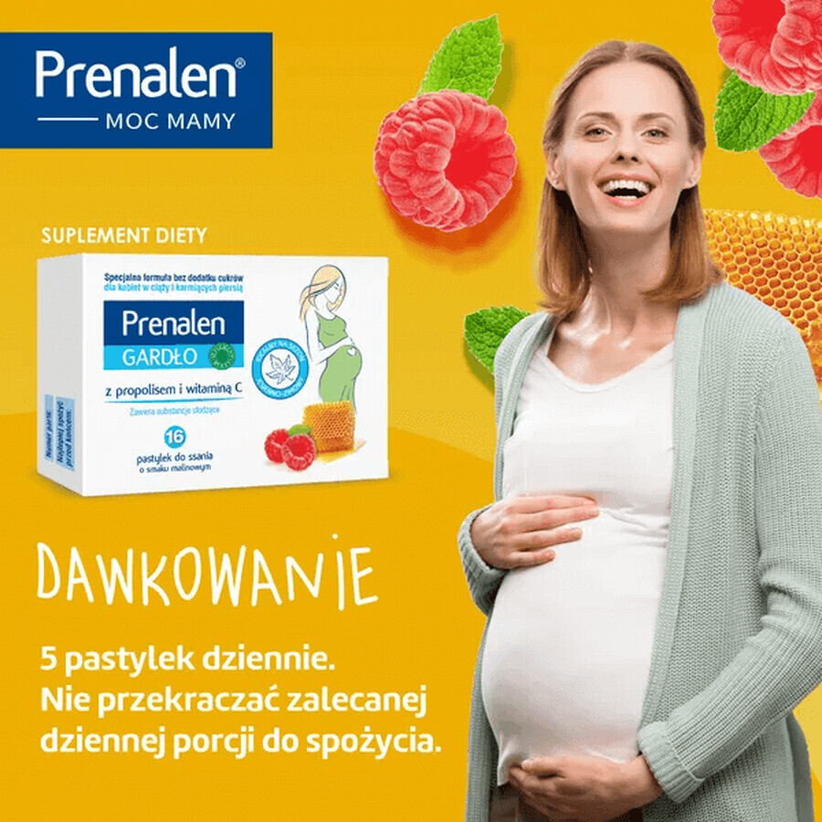 Prenalen Gardło, met propolis en vitamine C, 16 zuigtabletten