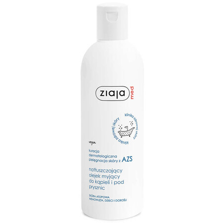 Ziaja Med, olio detergente per bagno e doccia, pelle atopica, neonati, bambini e adulti, 270 ml