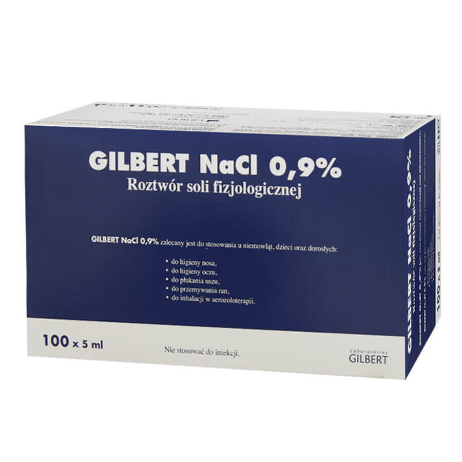 Gilbert NaCl Solution Physiologique 0,9%, 5 ml x 100 ampoules