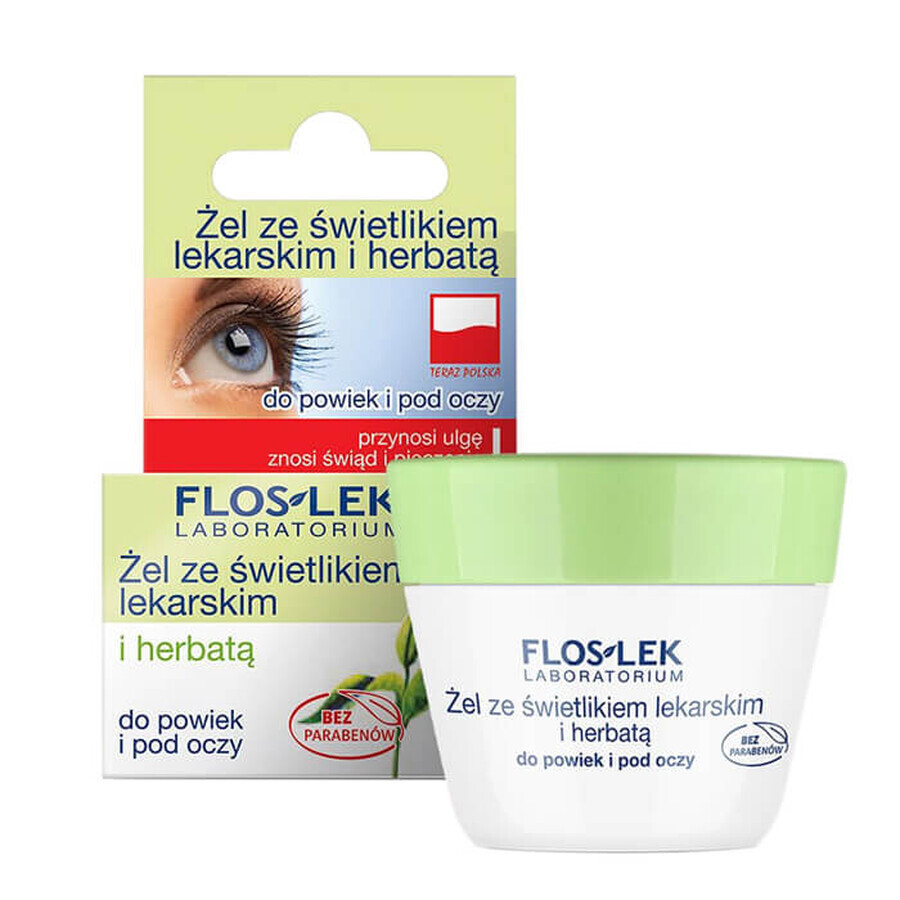 Flos-Lek, gel au puits de lumière et thé pour paupières et sous les yeux, 10 g