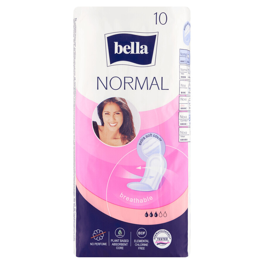 Bella Normal, serviettes hygiéniques Softiplait, anatomiques, 10 pièces