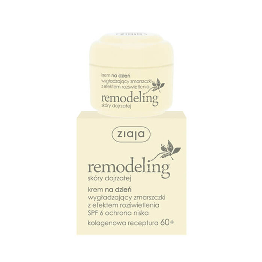 Ziaja Remodeling 60+, Cremă de zi pentru netezirea ridurilor, SPF 6, 50 ml