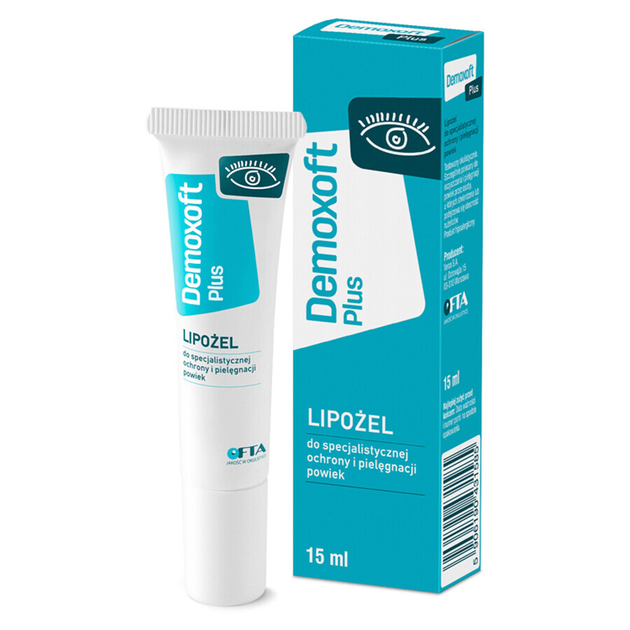 Demoxoft Plus, lipogel voor gespecialiseerde ooglidbescherming en verzorging, 15 ml