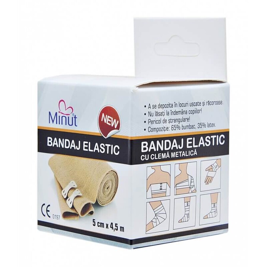 Bande élastique avec clip métallique, 5 cm x 4,5 cm, Minute