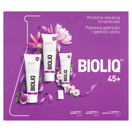 Set Bioliq 45+, crema giorno rassodante e levigante, 50 ml + crema notte, 50 ml + crema contorno occhi, 15 ml