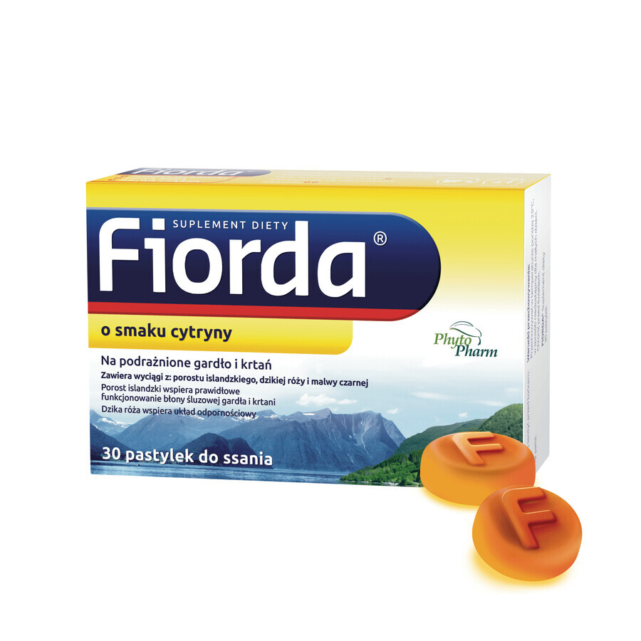 Fiorda, citroensmaak, 30 zuigtabletten