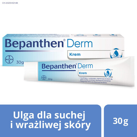 Bepanthen Derm Cream, crème corporelle spécialisée, peaux sèches, sujettes aux irritations, dès 1 jour de vie, 30 g