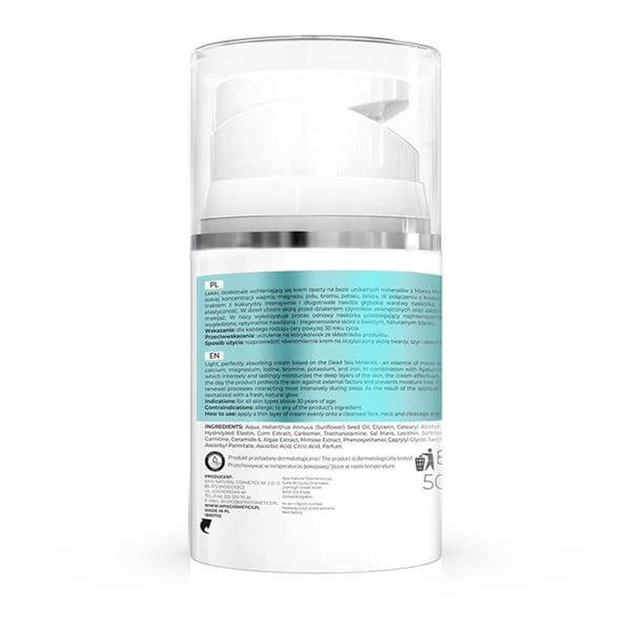 Apis Dead Sea Minerals, Optima, krem aktywnie nawilżający 30+, na dzień i na noc, 50 ml: ceny i cechy