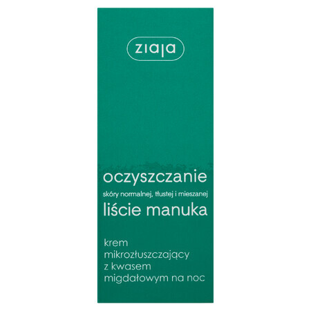 Ziaja Manuka Leaves, crème micro-exfoliante à l&#39;acide d&#39;amande, nuit, 50 ml