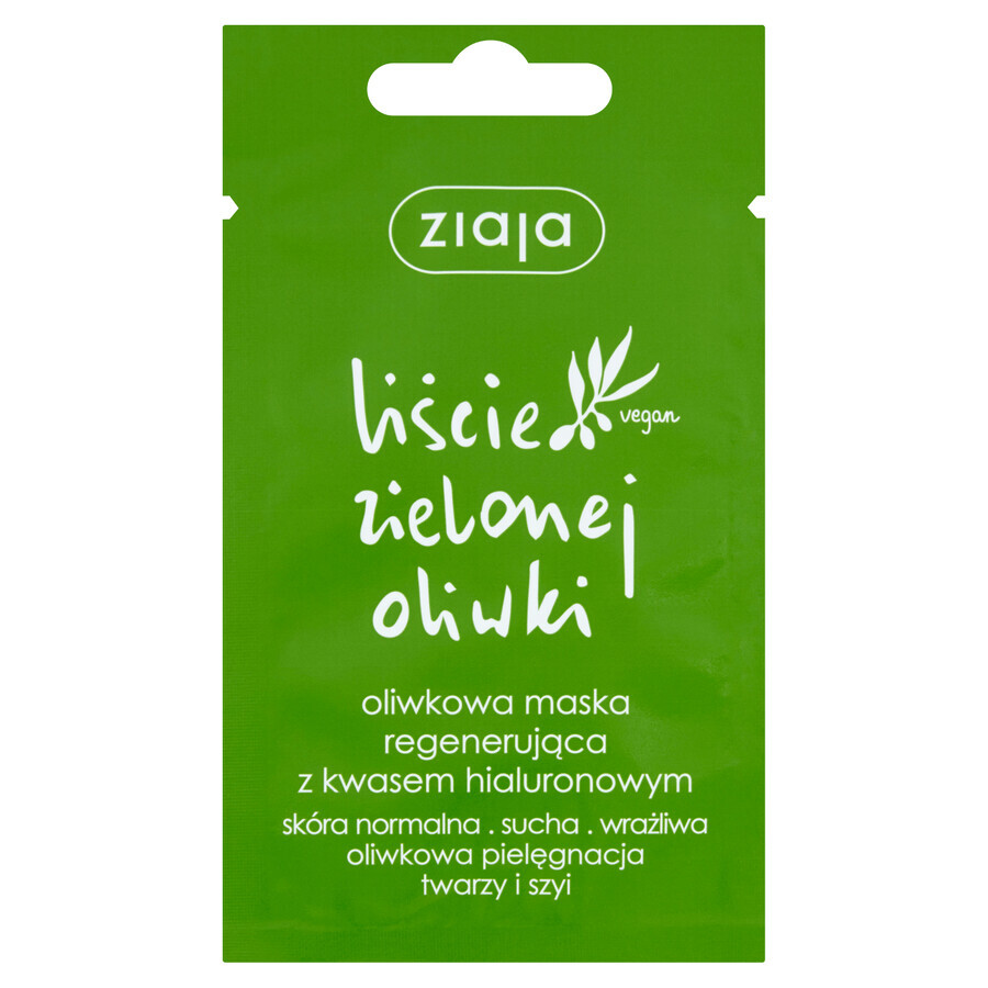 Ziaja Green Olive Leaves, masker met hyaluronzuur, regenererend, 7 ml