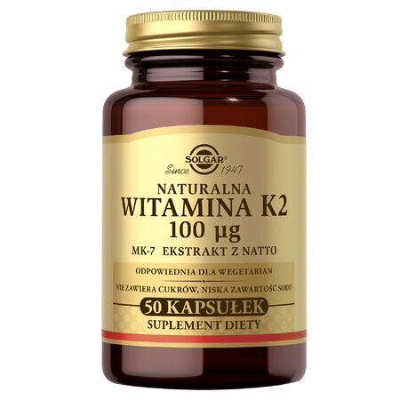 Solgar Natural Vitamina K2 100 µg, 50 cápsulas