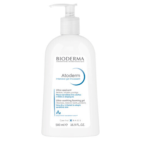 Bioderma Atoderm Intensive Gel Moussant, zacht reinigende gel, vermindert jeuk aan de huid, zeepvrij, 500 ml