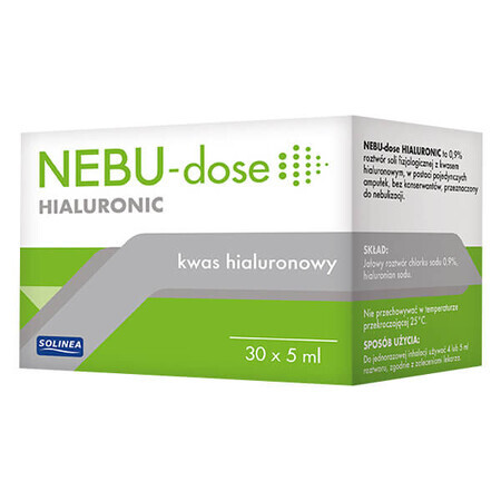 Nebu-Dose Hyaluronic, solution de nébulisation à 0,9% avec acide hyaluronique, 5 ml x 30 ampoules EMBALLAGE ENDOMMAGÉ