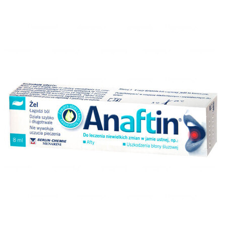 Anaftin, gel voor de behandeling van kleine laesies in de mondholte, 8 ml