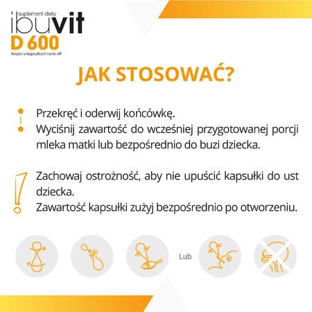 Ibuvit D 600, vitamina D pentru sugari și copii, 30 de capsule cu sistem de răsucire