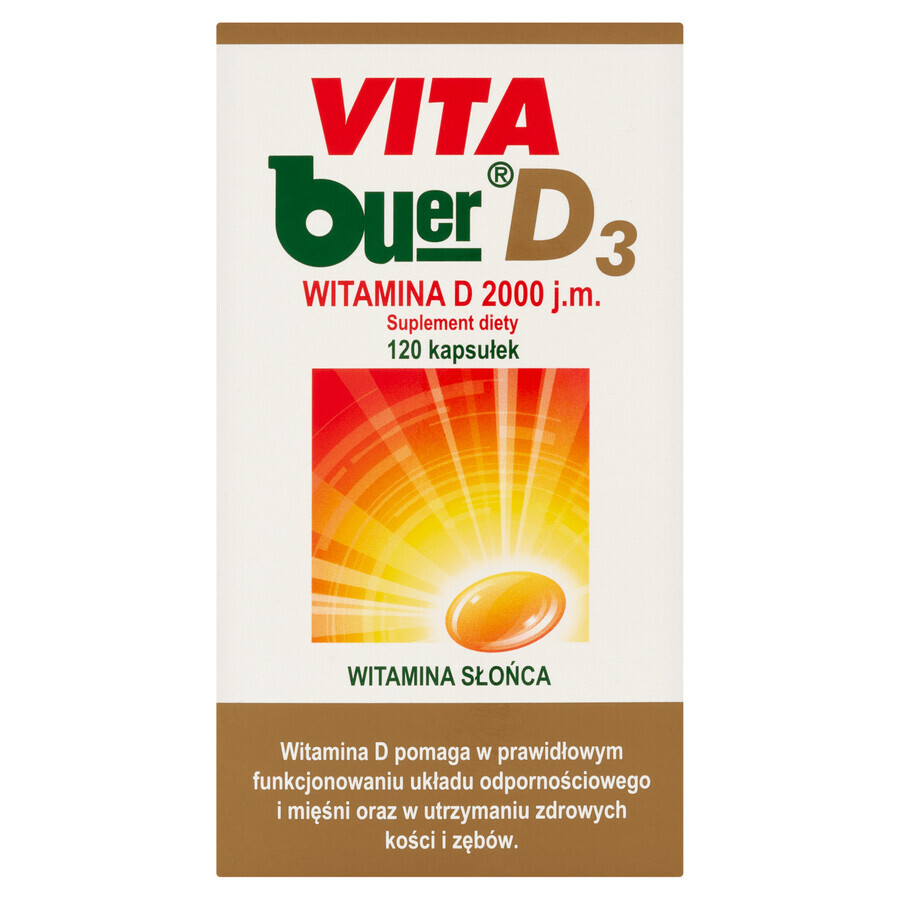 Vita Buer D3, vitamine D 2000 IE, 120 capsules