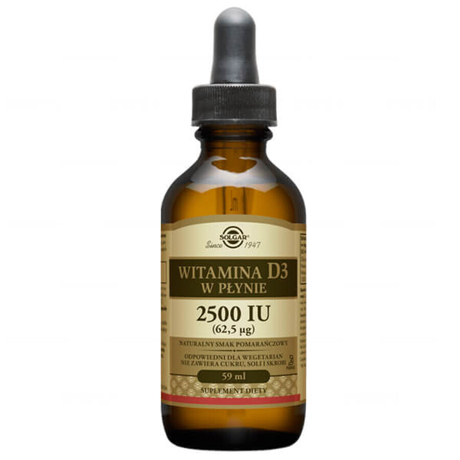 Solgar Vitamin D3 flüssig 2500 IU, Orangengeschmack, 59 ml