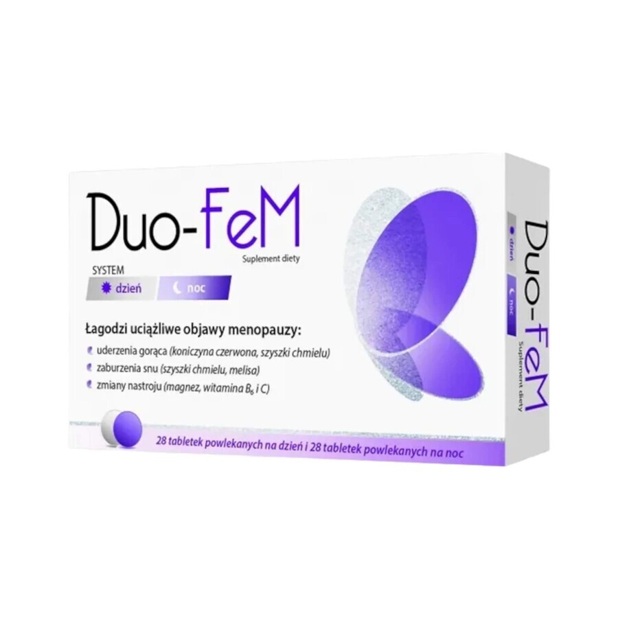 Duo-FeM, 28 filmomhulde tabletten voor de dag + 28 filmomhulde tabletten voor de nacht