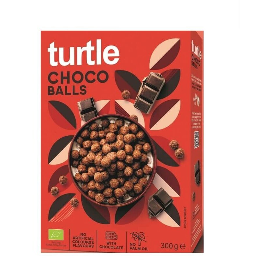 Crunchy eco cereal balls coated with chocolate, 300g, Turtle