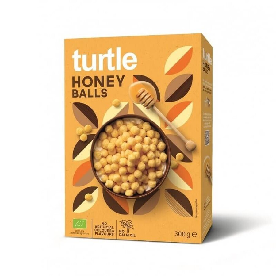 Krokante eco maïs balletjes bedekt met honing, 300g, Turtle