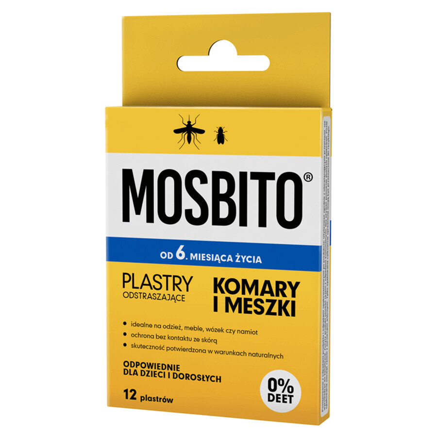 Mosbito, patchs anti-moustiques et moucherons, 12 pièces