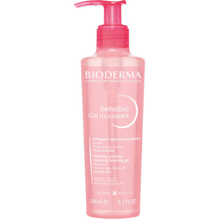 Bioderma Sensibio Gel Moussant, Soothing micellar gel for washing the face, sensitive and hypersensitive skin, 200 ml