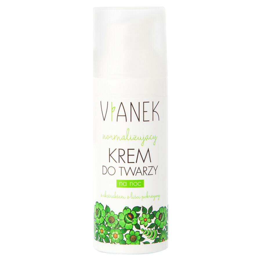 Vianek, crème de nuit normalisante, peaux grasses et à problèmes, 50 ml