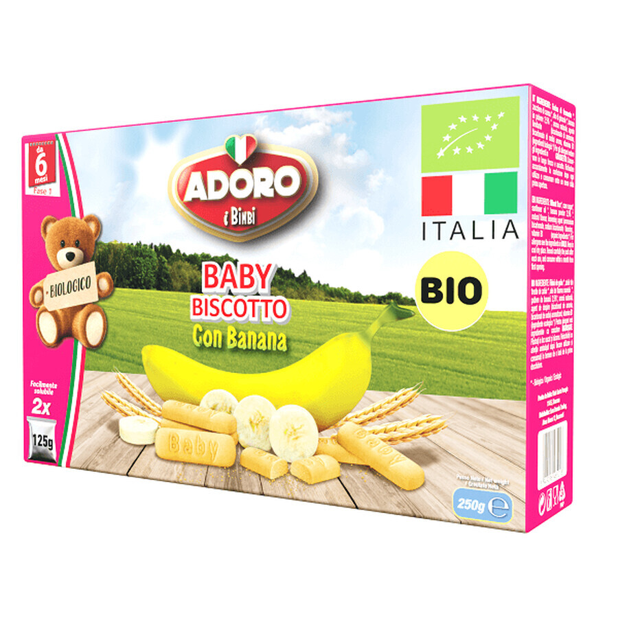 Biscotti con banana bio, 250 g, Adoro Bimbi