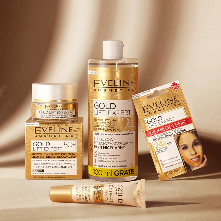 Eveline Gold Liftexpert Luxuriöse Anti-Aging Tages- und Nachts-Kremeserum mit 24 Karat Gold 50+ 50ml.
