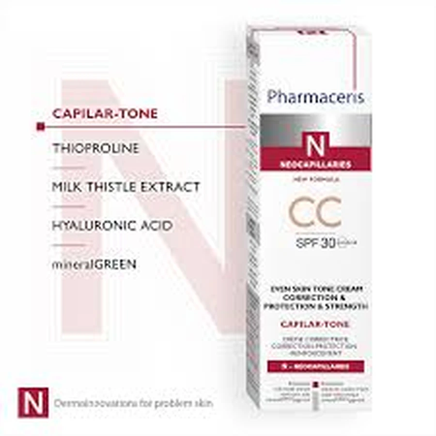 Pharmaceris N Capilar-Tone CC, verstevigende crème, vasculaire en overactieve huid, SPF 30, 40 ml